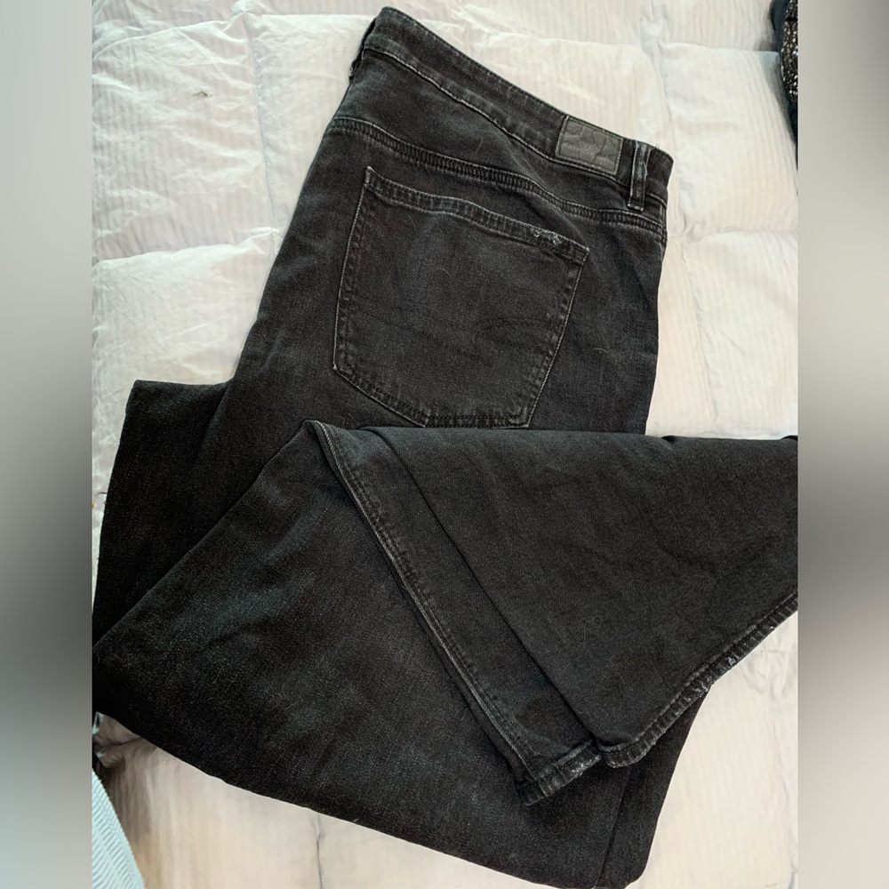 American Eagle 16 Black Jeans baggy wide leg comfy stretchy classic